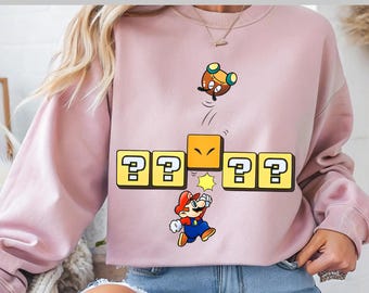 Super Mario DTF, Retro Gaming, Question Block Mario DTF, Jumping Mario Transfer, 90s Gamer, DTF Transfer, Ready To Press, Direct to Film