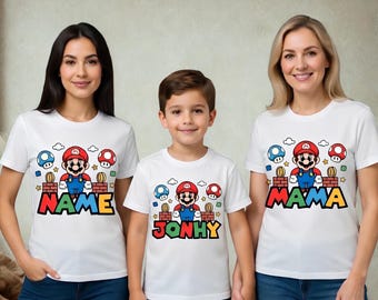 Personalized Super Mario Name DTF Transfer, Custom Kids Birthday Mario Ready To Press Heat Transfer, Custom Name Shirt Decal Print