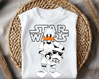 Donald Duck Stormtrooper Star Wars DTF Transfer, Disney Donald Trooper Mashup Galaxy Parody Shirt Design Ready To Press