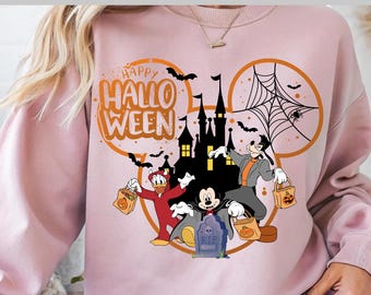 Disney Halloween Trick or Treat DTF Transfer, Mickey Mouse Spooky Costume DTF Print, Goofy Donald Duck Halloween Party Ready to Press DTF