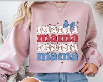 Baseball Mama Bow DTF, Retro Mama, Sports Mom Design - Multiple Mama Love, Mama DTF, DTF Transfer, Ready To Press, Direct to Film