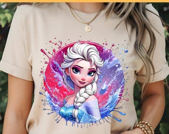 Princess  Elsa DTF, Frozen , Watercolor Elsa , Princess DTF, Princess Birthday Design, DTF Transfer, Ready To Press, Direct to Film