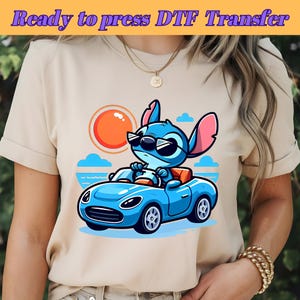 Stitch Car DTF, Cute Stitch, Cooler Stitch, Disney Cooler Stitch DTF, Zeichentrickfigur, DTF Transfer, bereit zum Pressen, direkt zum Film