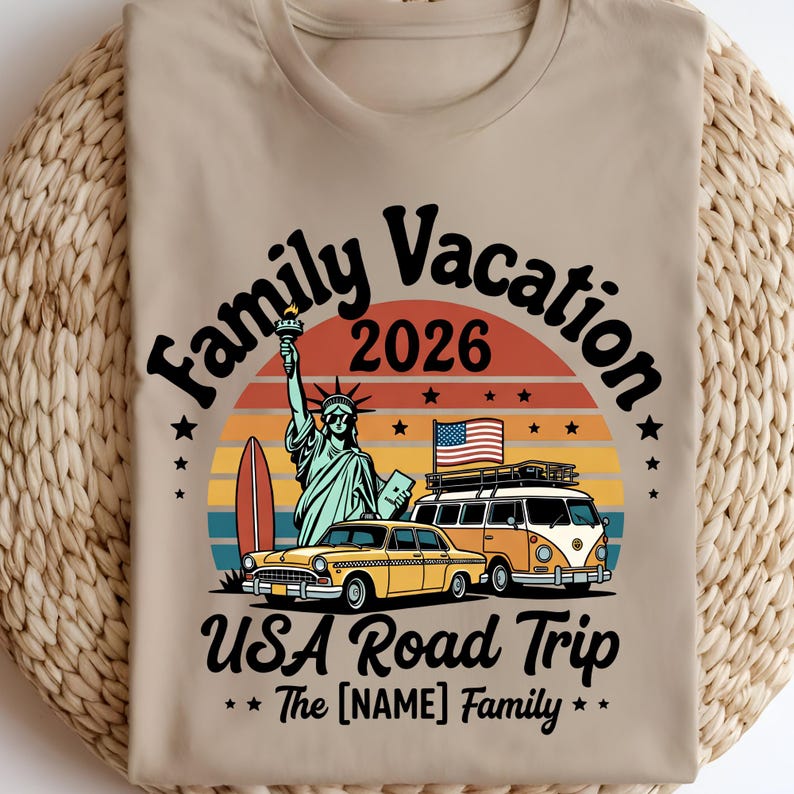 Personalized Family Vacation 2026 DTF Transfer, USA Road Trip Ready to ...