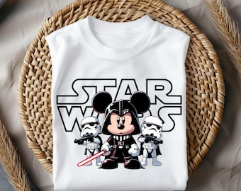 Transferencia DTF de Darth Vader, Mickey Mouse, Stormtrooper de Star Wars, diseño de camiseta de Mickey Sith de Disney Star Wars listo para imprimir