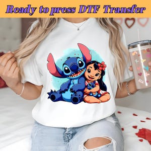 Stitch And Lilo DTF, Baby Stitch & Kids Lilo, Niedliche Stitch, Stitch T-Shirt DTF Design, Disney-Figuren, DTF-Transfer, Direkt zum Film