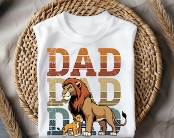 Transferencia DTF vintage para padre e hijo con leones, transferencia térmica lista para planchar para el Día del Padre, diseño de impresión de calcomanía retro de papá con leones.