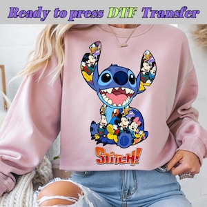 Stitch Disney Charcters DTF, Mickey Minnie Donald Design, süße Zeichentrickfiguren Transfer, DTF Transfer, bereit zum Pressen, direkt zum Film