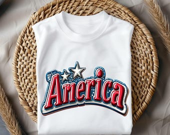 Transferencia patriótica estadounidense DTF, rojo, blanco y azul de EE. UU., lista para planchar, calcomanía americana del 4 de julio impresa