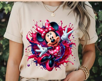Watercolor Minnie Mause DTF, Cute Minnie Mause , Minnie DTF T-Shirt Design, Mickey Mause Disney Minnie, DTF Transfer, Best for Printing
