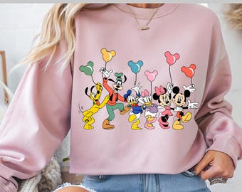 Disney Friends DTF Transfer, Mickey Minnie Donald Goofy Balloons Print, Group Cartoon DTF Design, Friends Party Dtf, Ready to Press