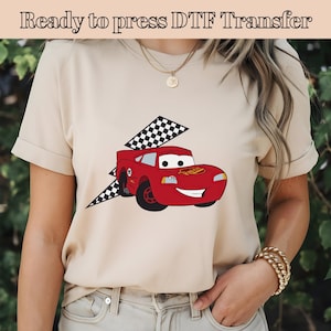 DTF de Lightning Car, DTF de Race Car, Diseño de camiseta de cumpleaños de Cars DTF, DTF de personaje de dibujos animados, Familia de Cars, Transferencia DTF, Mejor para imprimir