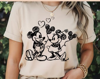 Drawing Mickey Mause DTF, Mickey In love DTF, Mickey Mause and Minnie Drawing, Disney Mause, Minnie Love, DTF Transfer, Best for Printing