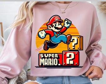 Retro Super Mario DTF, Vintage Gamer DTF, 90s Video Game Transfer, Gaming Dtf Design, DTF Transfer, Ready To Press, Direct to Film