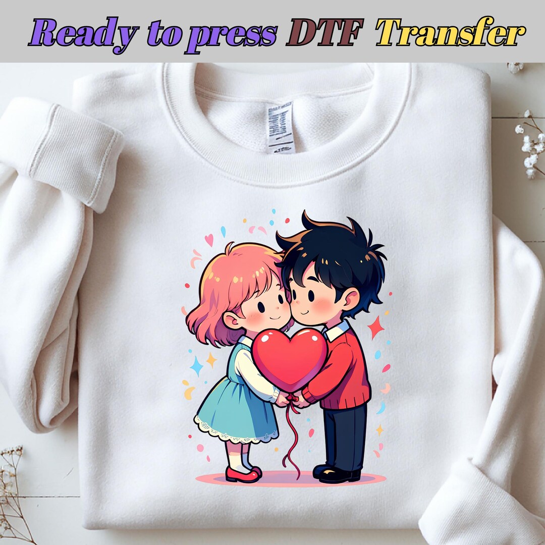 Valentine Cute Couple DTF, Sweet Heart Moment, Adorable Love Scene DTF ...