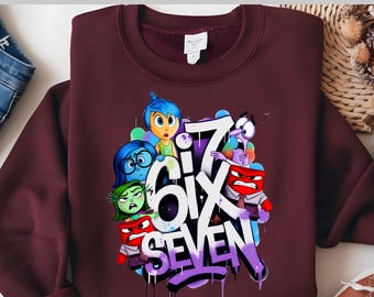 Six Seven DTF, Transferencia DTF de Inside Out, Personajes de alegría, tristeza, ira, asco y miedo, Emociones de dibujos animados coloridos, DTF de alta calidad listo para imprimir