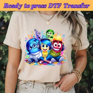 Akwarela Inside out DTF, Gniew Radość Smutek Obrzydzenie Strach Lęk DTF, Inside Out Postacie, Cartoon DTF, Gotowe do Prasowania | Bezpośrednio do Filmu