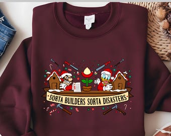 Donald Duck Builder Christmas DTF, Sorta Builders Sorta Disasters Transfer, Super Mario DTF, Funny Holiday Print, Ready to Press DTF
