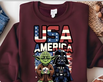 USA America Dtf Transfer, Patriotic Yoda Darth Vader Dtf, Star Wars Style Freedom Dtf, USA Flag Fireworks Dtf, Ready To Press Heat Transfer