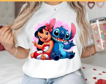 Stitch y Lilo (DTF), Stitch bebé y Lilo infantil, Stitch adorable, Stitch (DTF), Personajes Disney, Transferencia DTF, Listo para imprimir, Directo a película