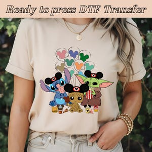 Stitch Wars DTF, Yoda Balloons Png, Cute Groot DTF, Cartoon Characters, Star Wars Friends, High-Resolution, DTF Transfer, Best for Printing