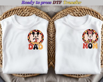 Personalized Mickey Minnie Mom Dad DTF Transfer, Custom Family Disney Ready To Press Heat Transfer, Matching Name Shirt Decal Print