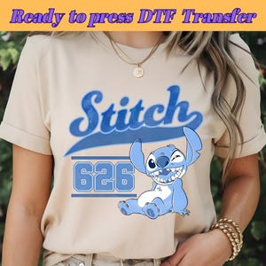 DTF Retro Stitch, Cute Stitch, Stitch 626, Stitch DTF T-Shirt Design, Zeichentrickfigur, DTF Transfer, bereit zum Pressen, direkt zum Film