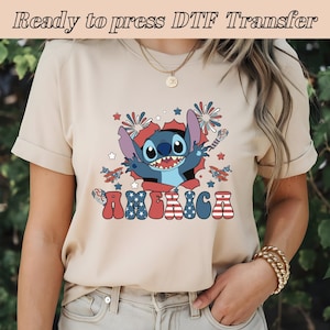 America Stitch DTF, 4.Juli DTF, Vaterländische Flagge, Glückliches Amerika Dtf, Vaterländischer Stich, hochauflösende, DTF-Transferdruck, ideal zum Drucken
