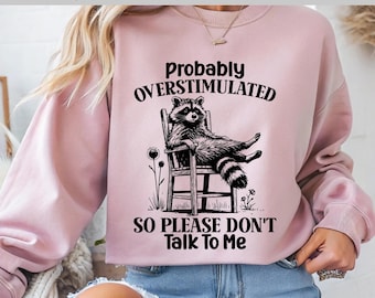 Mapache probablemente sobreestimulado (DTF), diseño de animal introvertido divertido, diseño de mapache (DTF), transferencia DTF, listo para imprimir, directo a película