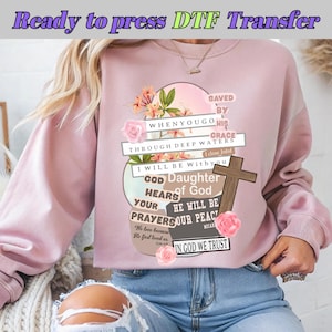 Christian DTF Transfer, Daughter of God DTF Print for Shirts, Bible Verse Faith Design, Inspirational Religious Iron On, In God We Trust