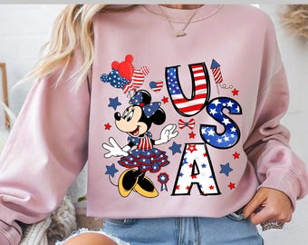 4th of July Minnie DTF, Patriotic Minnie Mouse, USA Red White Blue Design, Independence Day, Dtf Transfer, Ready To Press, Direct to Film