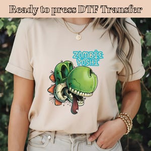 Zombie Yoshi Png, Skull Zombie, Mario Bross, Super Mario Character, Yoshi Dtf, Yoshi T-Shirt Dtf Design, DTF Transfer, Najlepszy do drukowania