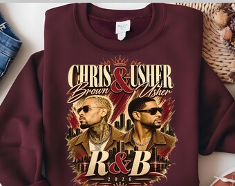 Chris Brown Usher R&B Tour 2026 DTF Transfer Ready To Press Concert Shirt Music Fan Gift RB Legends Heat Transfer Tour Design