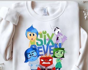Transferencia DTF Six Seven, Intensa, Alegría, Tristeza, Ira, Asco, Miedo, Personajes de Películas Infantiles Coloridos, Lista para Prensa, Transferencia DTF de Alta Calidad
