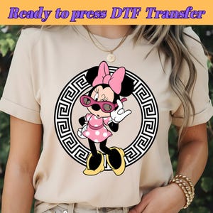 クールなミニーマウス DTF、かわいいミニーマウス、ディズニーミニー DTF デザイン、ミッキーマウス、DTF 転送、すぐに印刷可能、フィルムに直接印刷