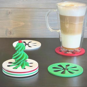 Feestdagen PLA-onderzetterset - op planten gebaseerd milieuvriendelijk kerstcadeau feestelijk tafeldecor