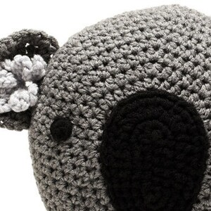 Crochet Koala Pillow, Handmade pillow ,Koala pillow, Gray pillow,animal pillow, Crochet pillow image 4