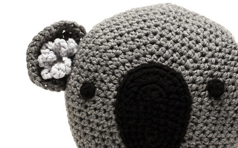Crochet Koala Pillow, Handmade pillow ,Koala pillow, Gray pillow,animal pillow, Crochet pillow image 4