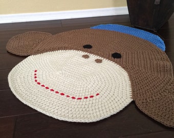 Crochet Sock Monkey Rug