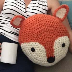 Fox Pillow, Handmade Fox Pillow Crochet Fox Pillow