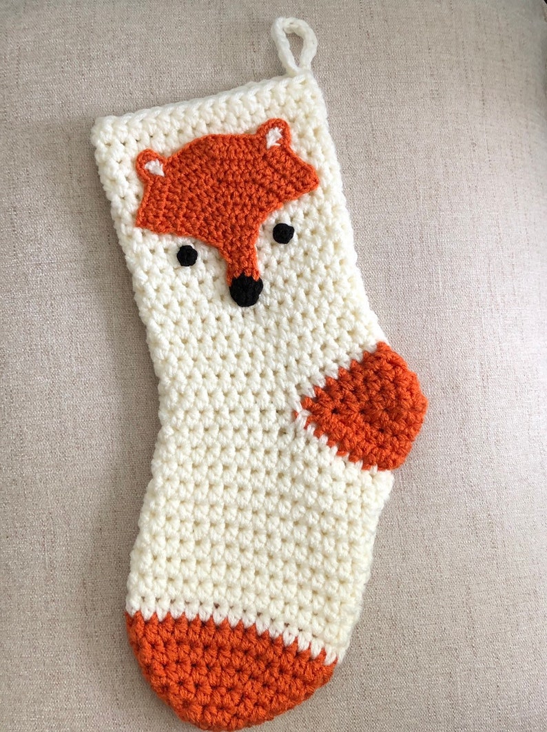 Fox Stocking, Christmas Stocking , Gift Stocking, Fun Stocking, Kids Stocking image 1