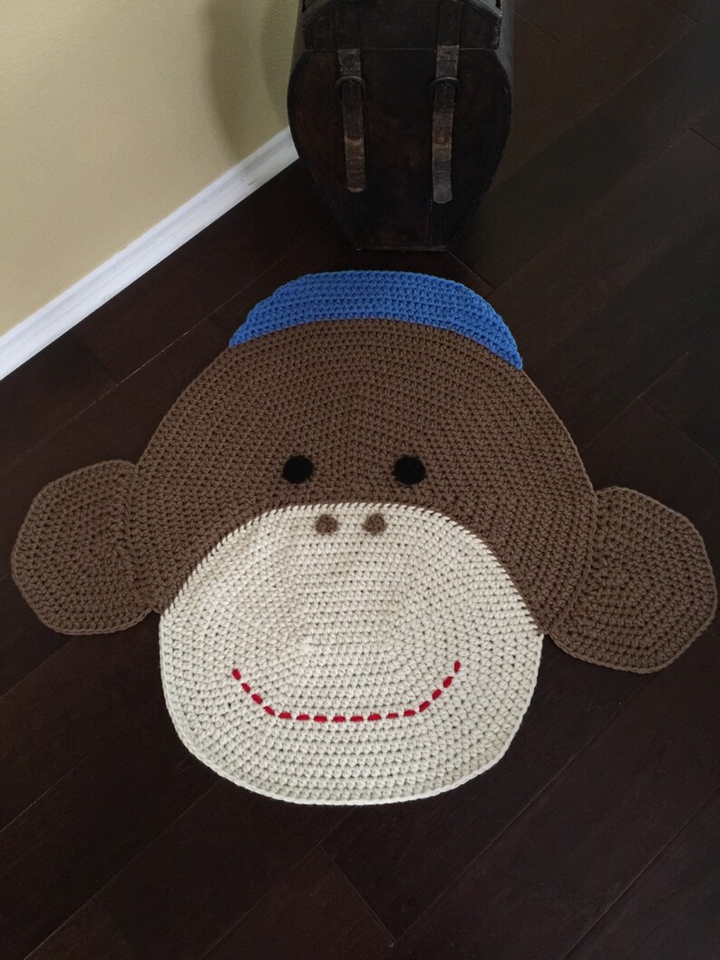 Red Monkey Rug Crochet Sock Monkey Rug - Etsy