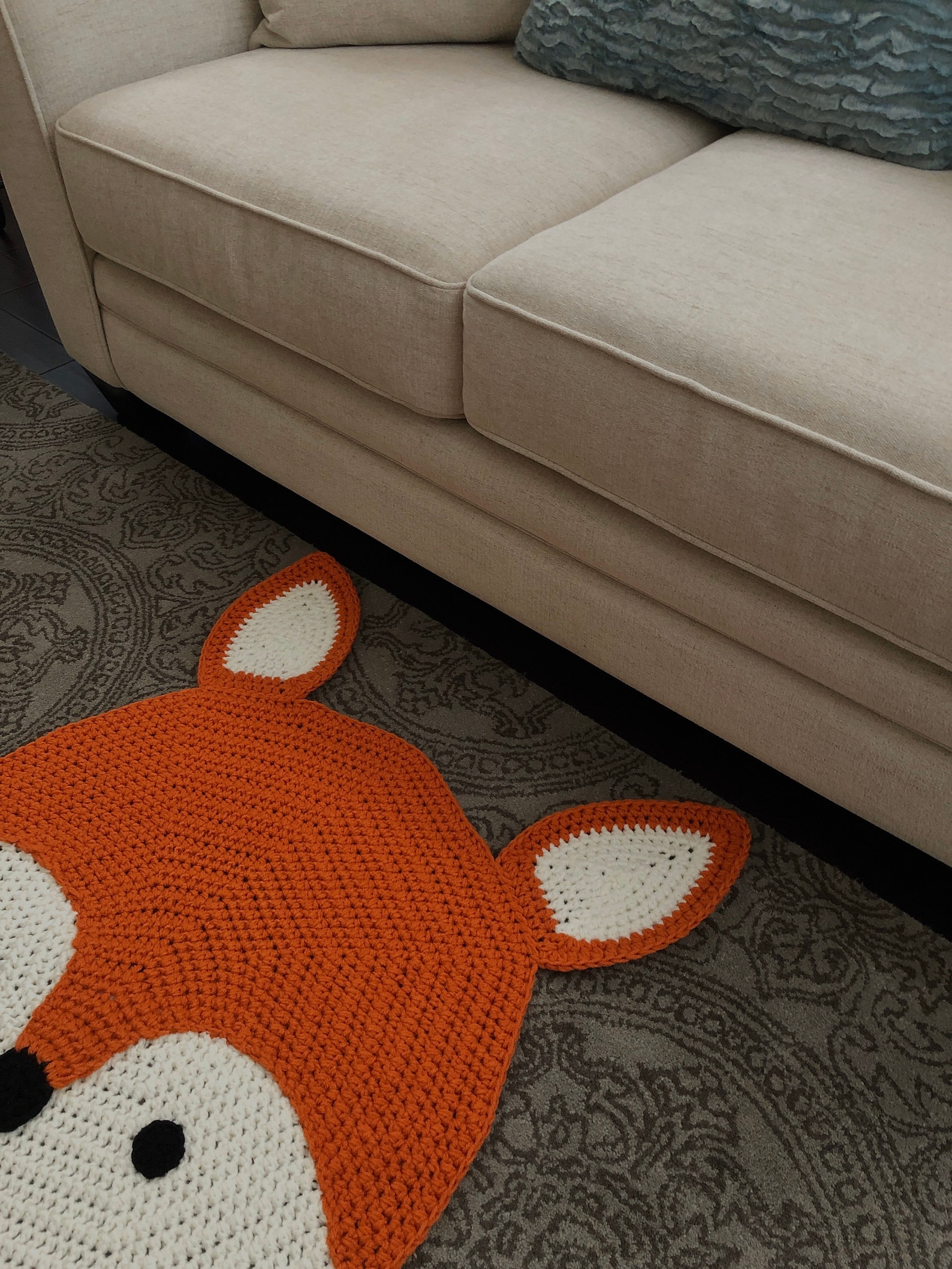 Crochet Fox Rug, Hand Made Rug, Crochet Rug, Area Rug, Children Rug ...