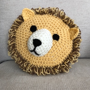 Crochet Lion Pillow, Handmade pillow,Crochet Animal Pillow, baby lion throw pillow