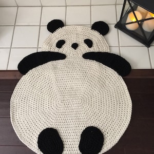 Panda Rug, crochet panda rug, floor rug, crochet rug, children room rug, any room rug, wall hanging rug, throw rug image 2