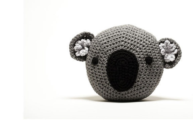 Crochet Koala Pillow, Handmade pillow ,Koala pillow, Gray pillow,animal pillow, Crochet pillow image 3