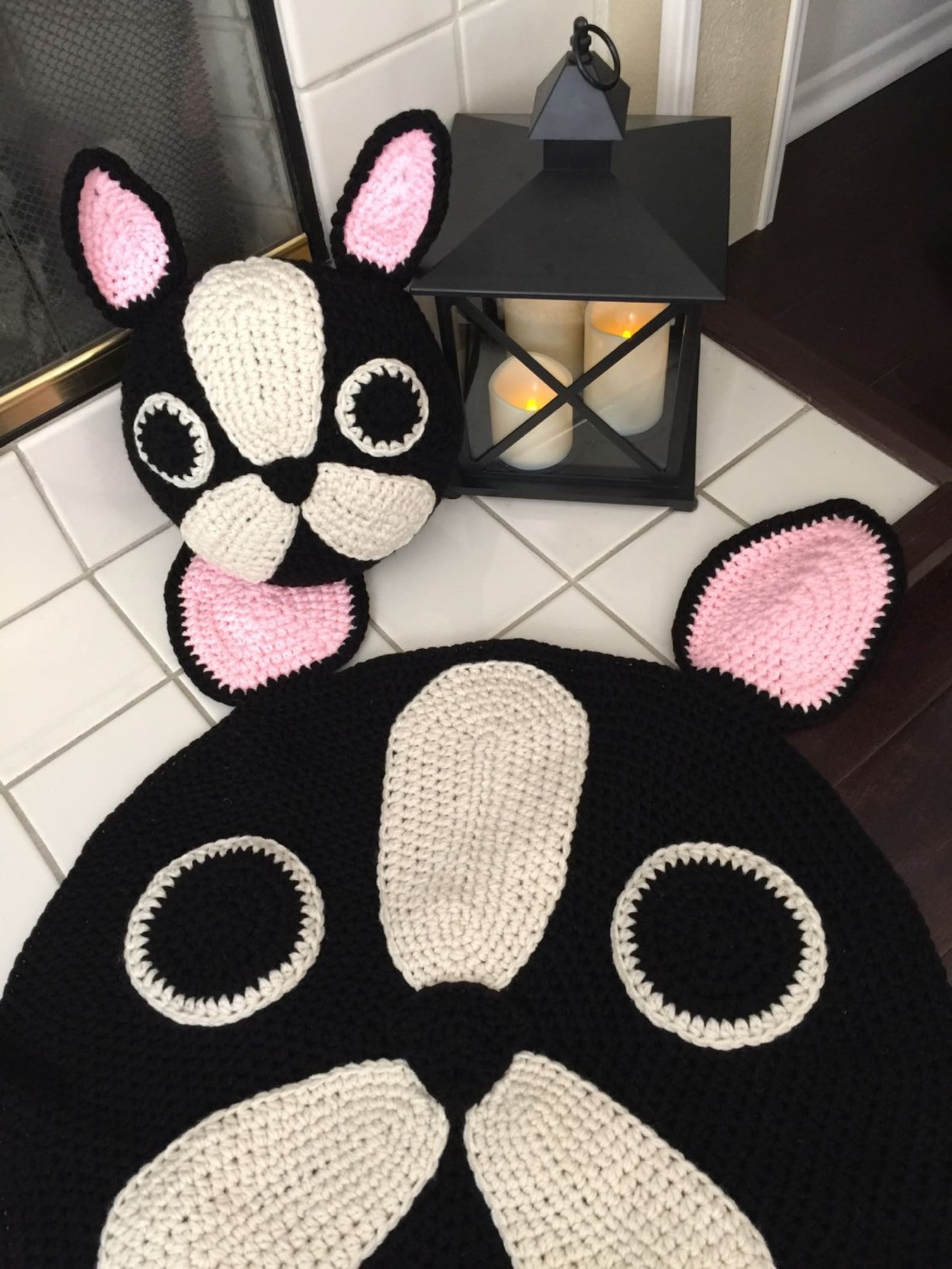 French Bulldog/boston Terrier Rug Handmade Crochet Rug Etsy