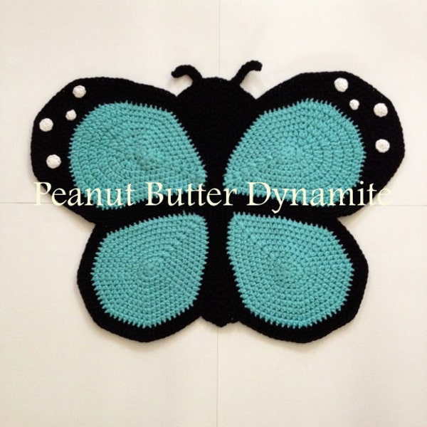 Häkeln Schmetterling Teppich, handgemachte Teppich, Schmetterling Teppich, häkeln Teppich, Teppich