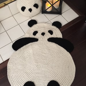 Panda Rug, crochet panda rug, floor rug, crochet rug, children room rug, any room rug, wall hanging rug, throw rug image 3