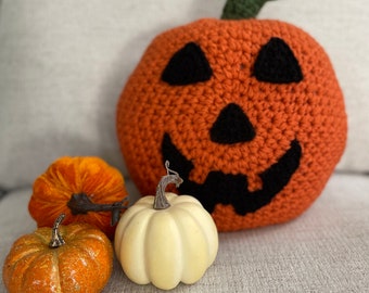 Pumpkin pillow, Jack-O-Lantern pillow, Orange pillow, Round pillow